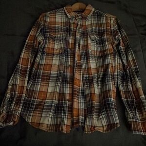 Small men’s beige/yellow lumberjack button up from Mossimo Supply.